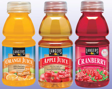 Langers Juice Variety Pack 100% Juice Cocktail Apple Orange & Cranberry 10 Fl Oz (Pack of 12)
