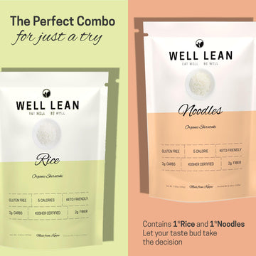 Well Lean Organic Konjac Noodles & Rice - 2-Pack Trial - Low Carb, Keto-Friendly, Plant-Based - 100% Usda Organic Shirataki - He