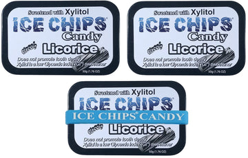 Ice Chips Xylitol Candy Tins (Licorice, 3 Pack) - Includes Band As Shown