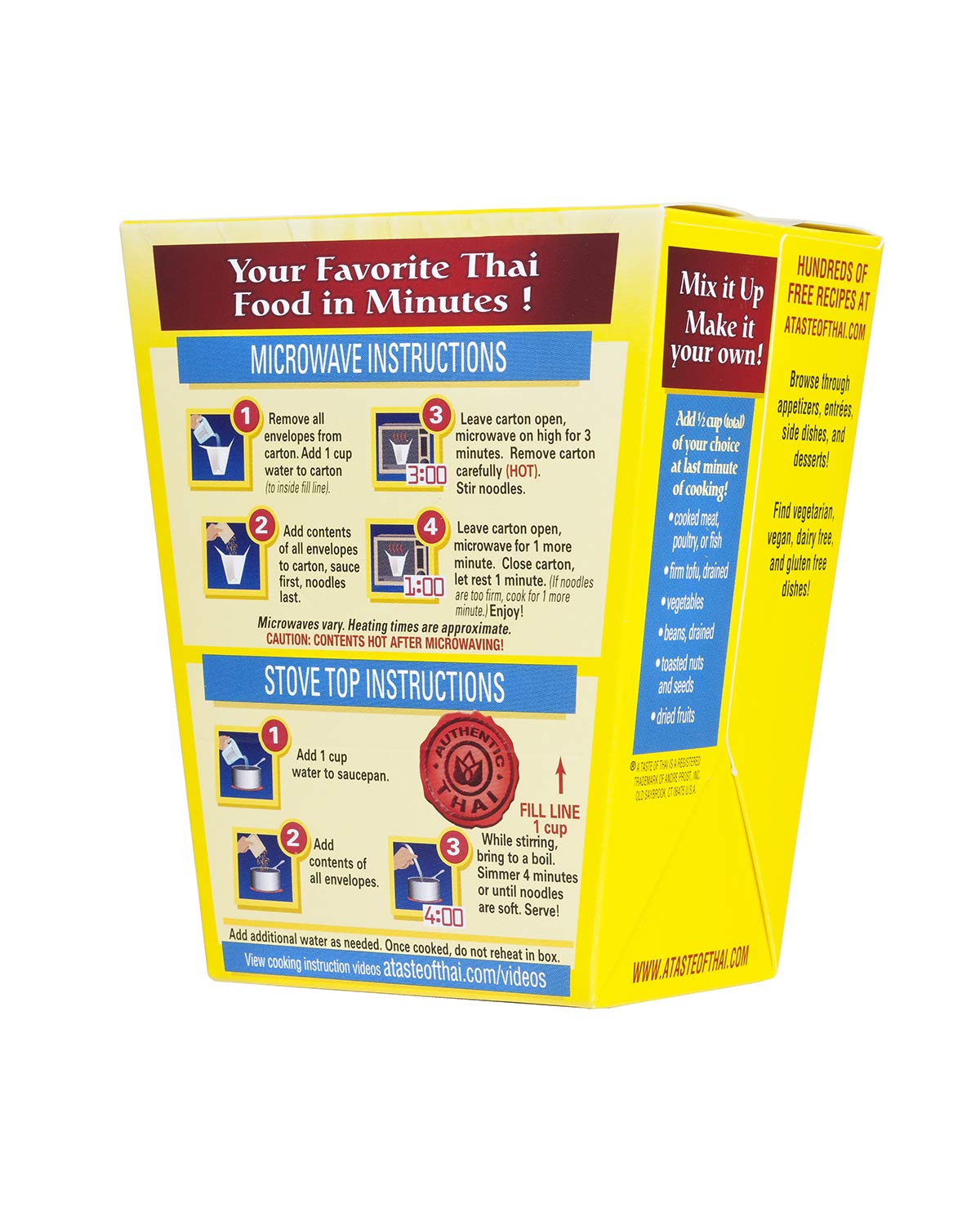 A Taste Of Thai Red Curry Noodles - 5.75Oz Pack Of 6 Heat & Eat Instant Noodles Flavored With Classic Thai Sauce | Gluten-Free | Ideal Vegan Meal | Perfect Side For Chicken Fish & Meat Entrees