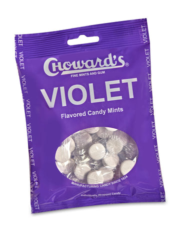 Choward's Violet Mints Candy Bag - Bold Flavor, Nostalgic Vintage Treat, 3 Pack of 49 Individually Wrapped Mints for Snacks & Gifting