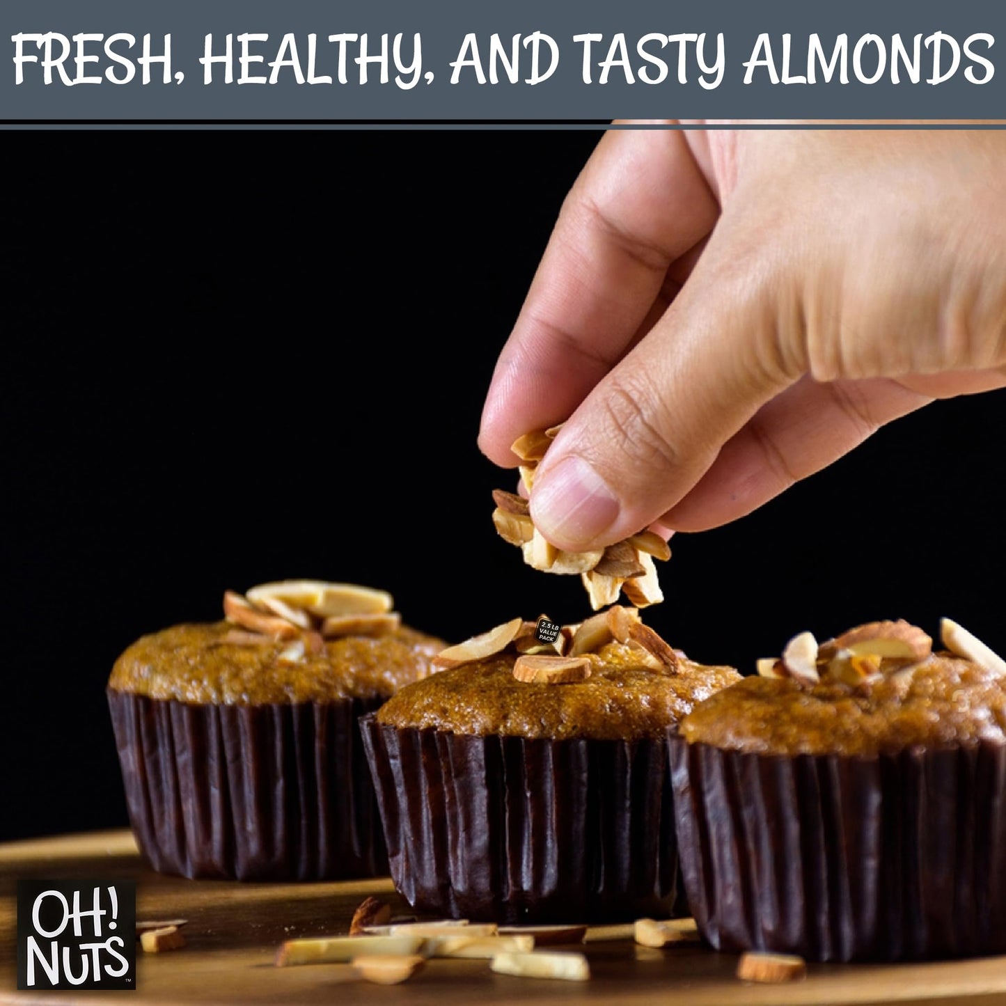 Oh! Nuts Almonds Honey Glazed Slivered - Raw - 100% Natural - 2 Lb - High-Protein Almond - Packed In New York Zip-Seal Bag For E