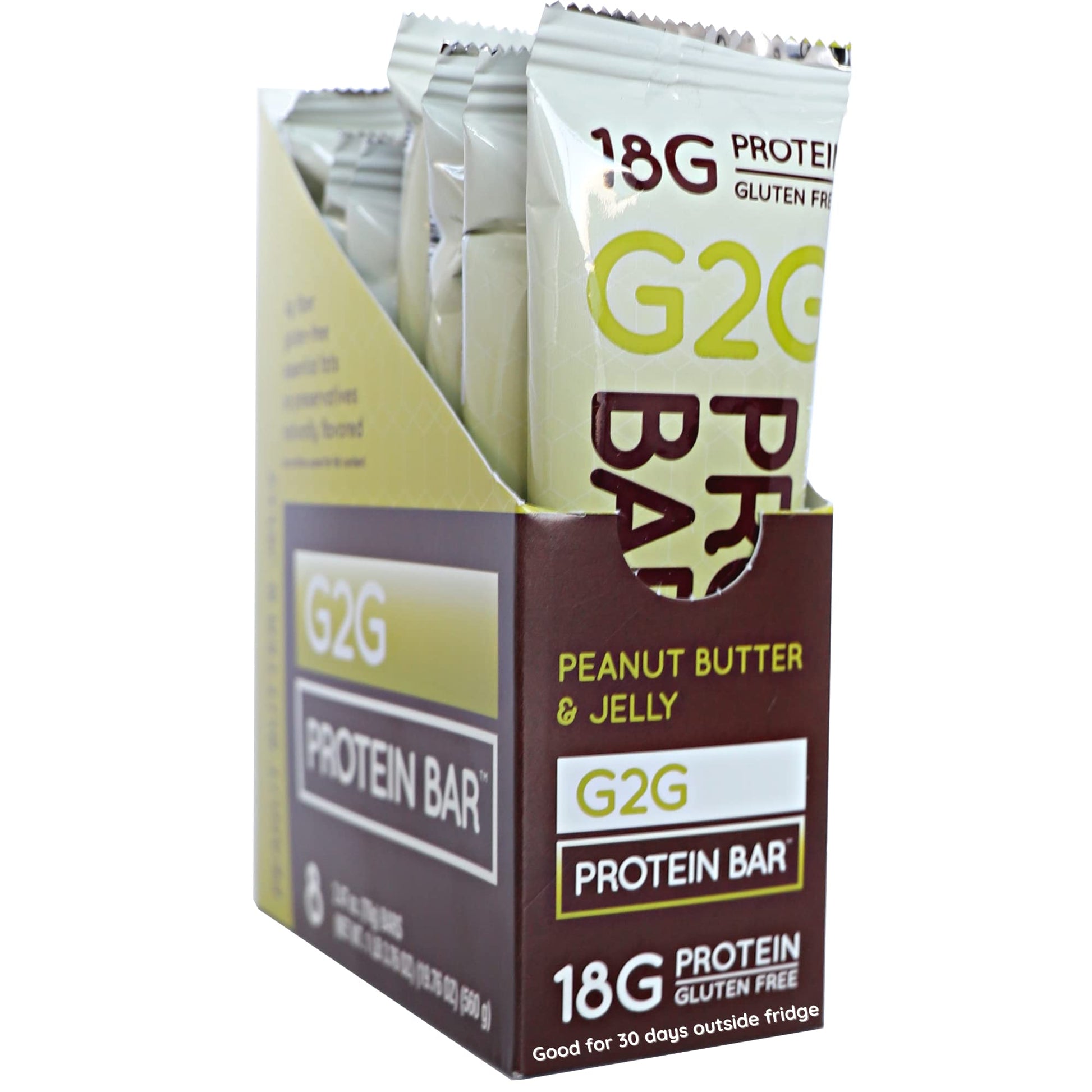 G2G Protein Bar, Peanut Butter & Jelly, Healthy Snack, Delicious Meal Replacement, Gluten-Free, Clean Ingredients, Refrigerated