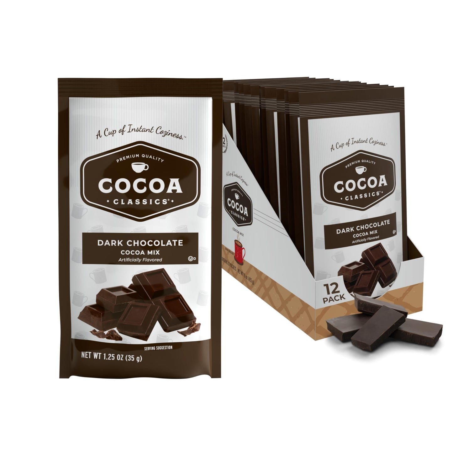 Cocoa Classics Dark Chocolate Cocoa Mix Sweet Smooth Intense Dark Chocolate Flavored Make Hot Or Iced Cocoa Gluten Free Kosher Dairy Friendly 1.25Oz Packets (Pack Of 12)