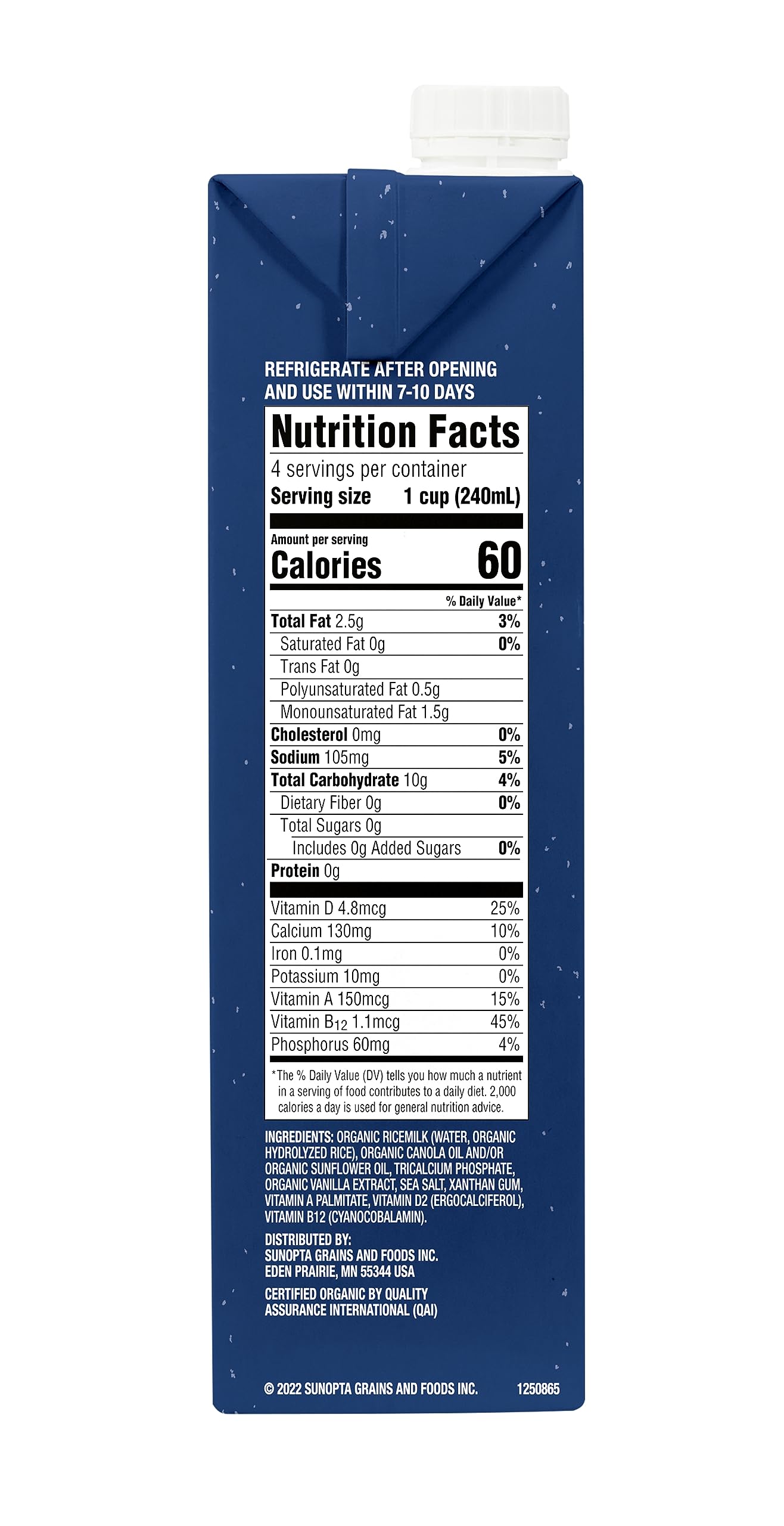 Rice Dream Organic Rice Milk Drink, Unsweetened Original, Vegan Dairy Alternative, Lactose Free, Shelf Stable, 32oz (Pack of 12)