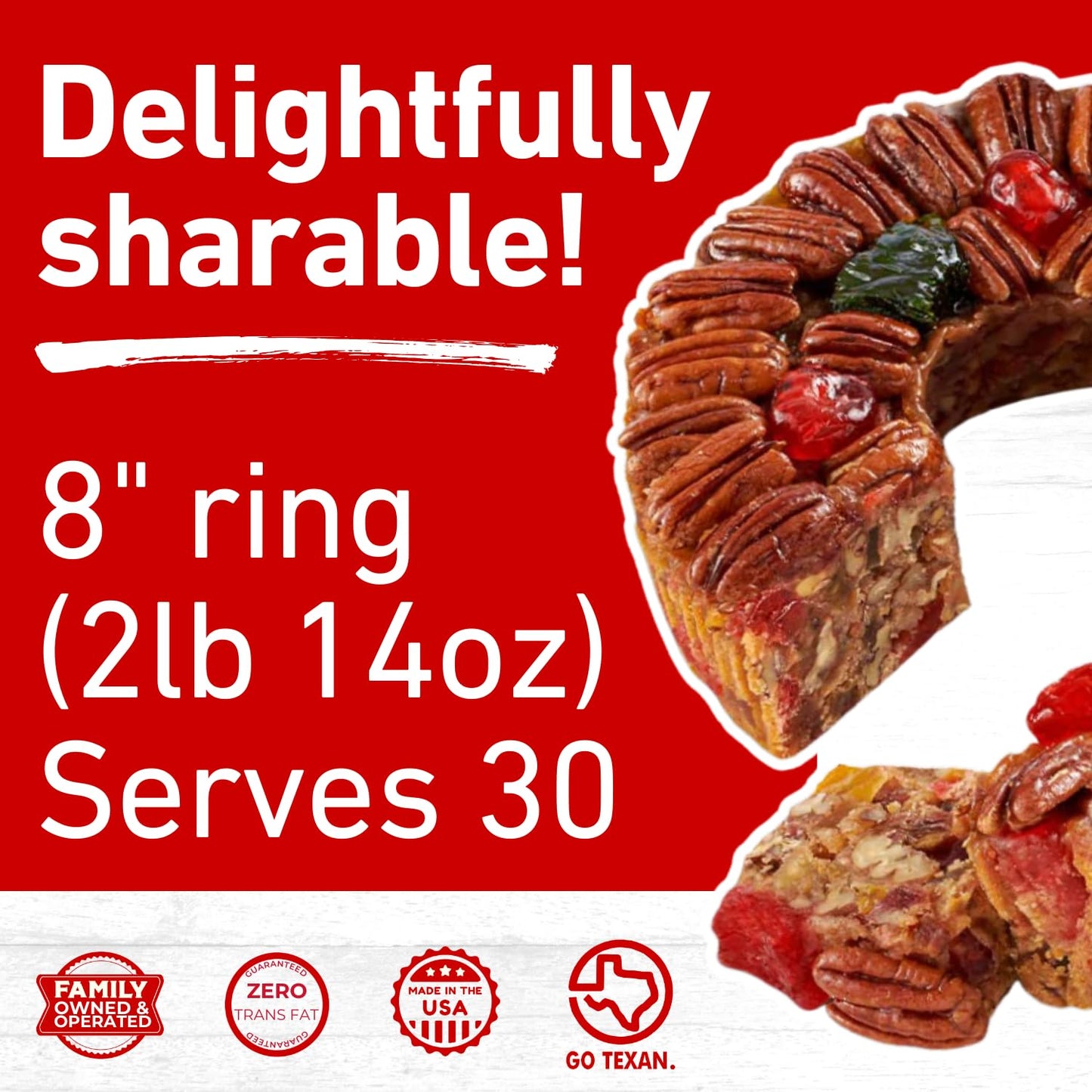 Collin Street Bakery DeLuxe Fruitcake - Handcrafted Fresh with Pecans, Pineapple, Papaya, Ripe Cherries, Raisins, & Honey - Gift