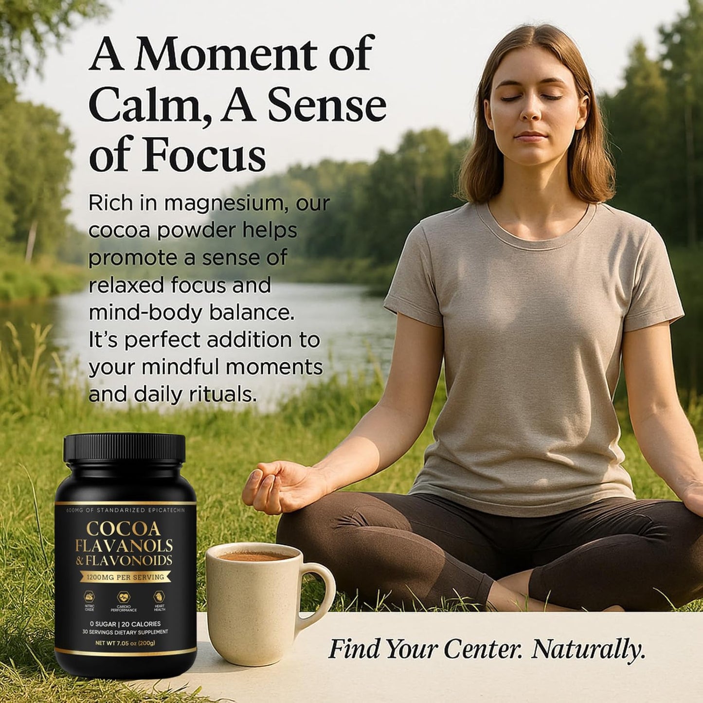 High-Flavanol Cocoa Powder dietary product -Rich in Natural Cocoa Flavonoids & Epicatechin Blend Vegan Non-GMO No Sugar Added Supports Daily Vitality & Heart Health 7.05 oz