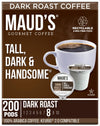 Maud's Dark Roast Coffee Pods, 200ct, Recyclable Single Serve Pods - 100% Arabica Coffee, Compatible with Keurig K Cups Maker