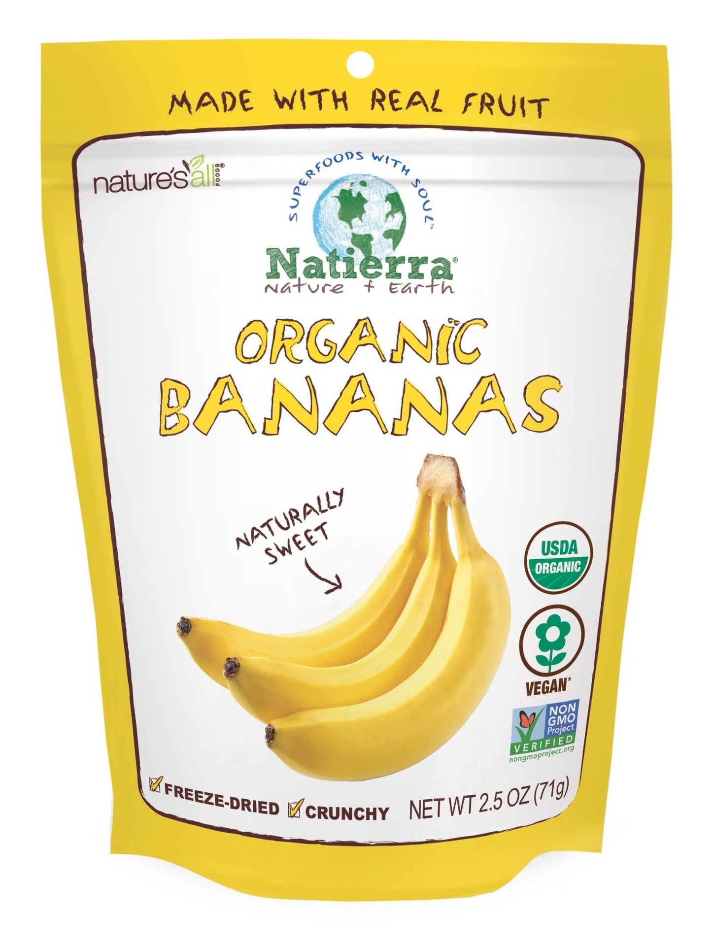 Natierra Nature'S Organic Freeze-Dried Bananas | Gluten Free & Vegan | 2.5 Ounce (Pack Of 3)