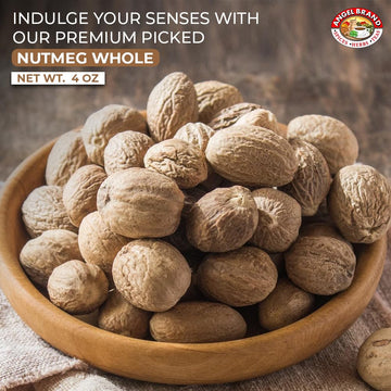 Angel Brand Whole Nutmeg Spice – Premium Nutmeg for Baking, Cooking, and Desserts, 4 oz Pouch