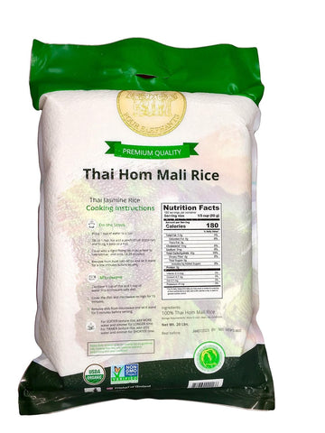20 Pounds (LBS) Organic Premium Thai Hom Mali Jasmine Rice | Endorsed By Pro Chefs | Four Elephants Brand | Cooking Instructions