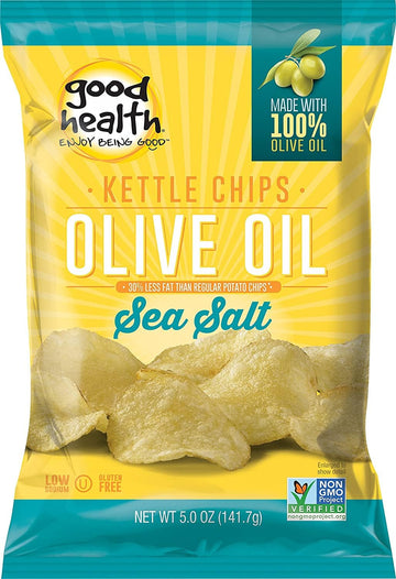 Good Health Olive Oil Kettle Style Chips With Sea Salt 5 Oz. Bag (4 Bags)