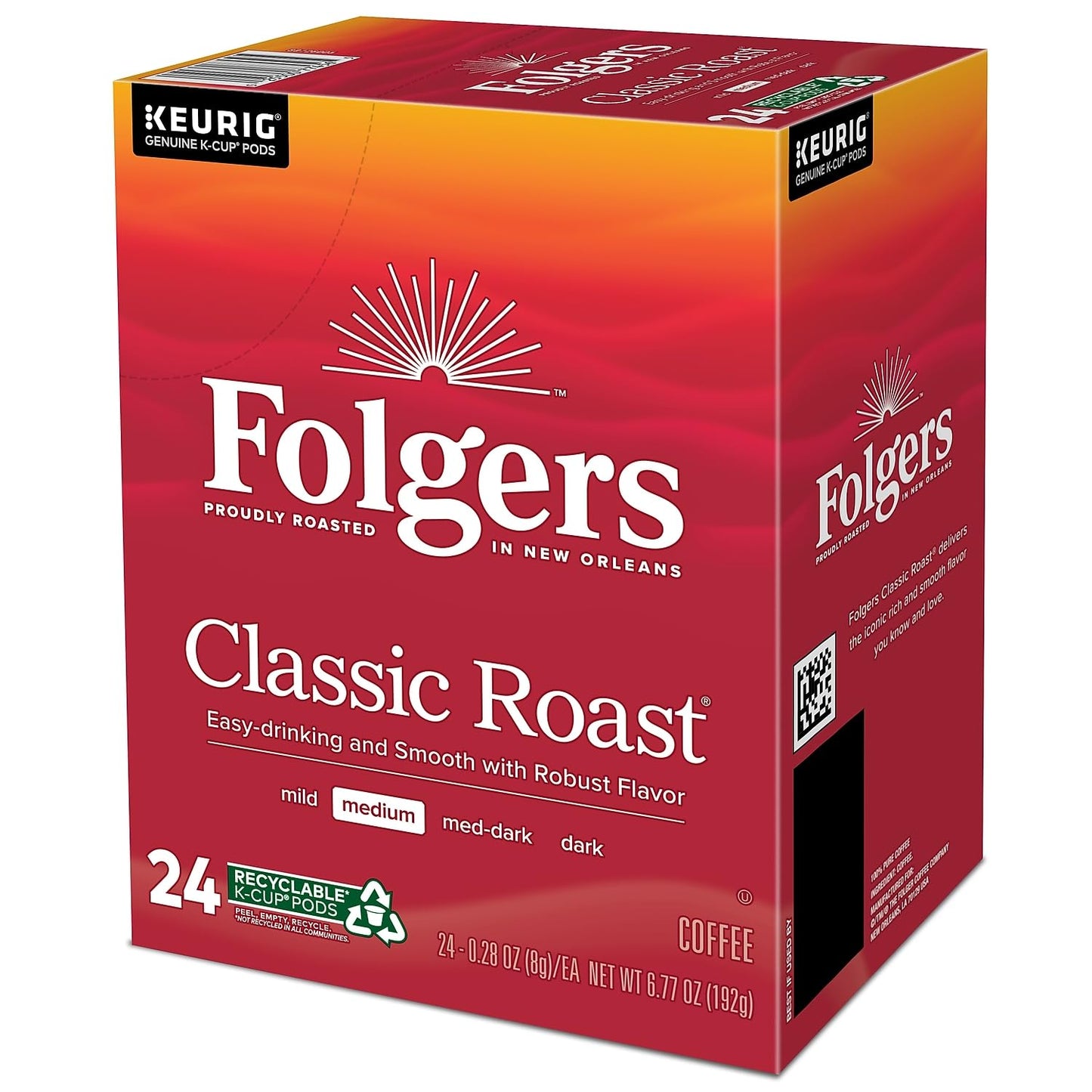 Folgers Classic Roast K-Cup Coffee Pods for Keurig malt-inspired, 96 Count, Model 6526