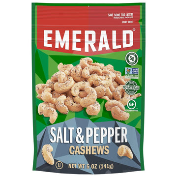 Emerald Nuts Combo (Variety Pack) Featuring Dill Pickle Seasoned Cashews & Salt And Pepper Cashews | 5 Oz Resealable Bags | Kosh