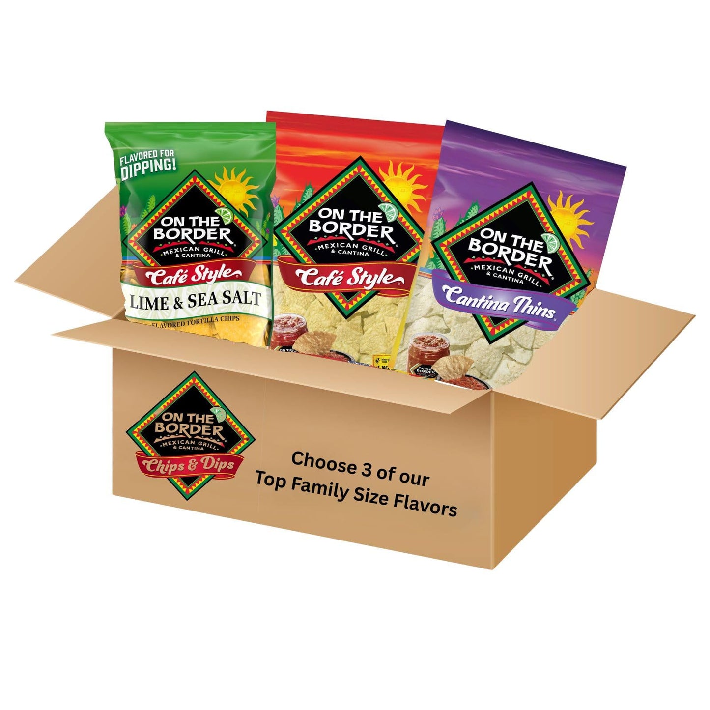 ON THE BORDER Custom Tortilla Chips Bundle - 3 Bags, 11 Ounce Each