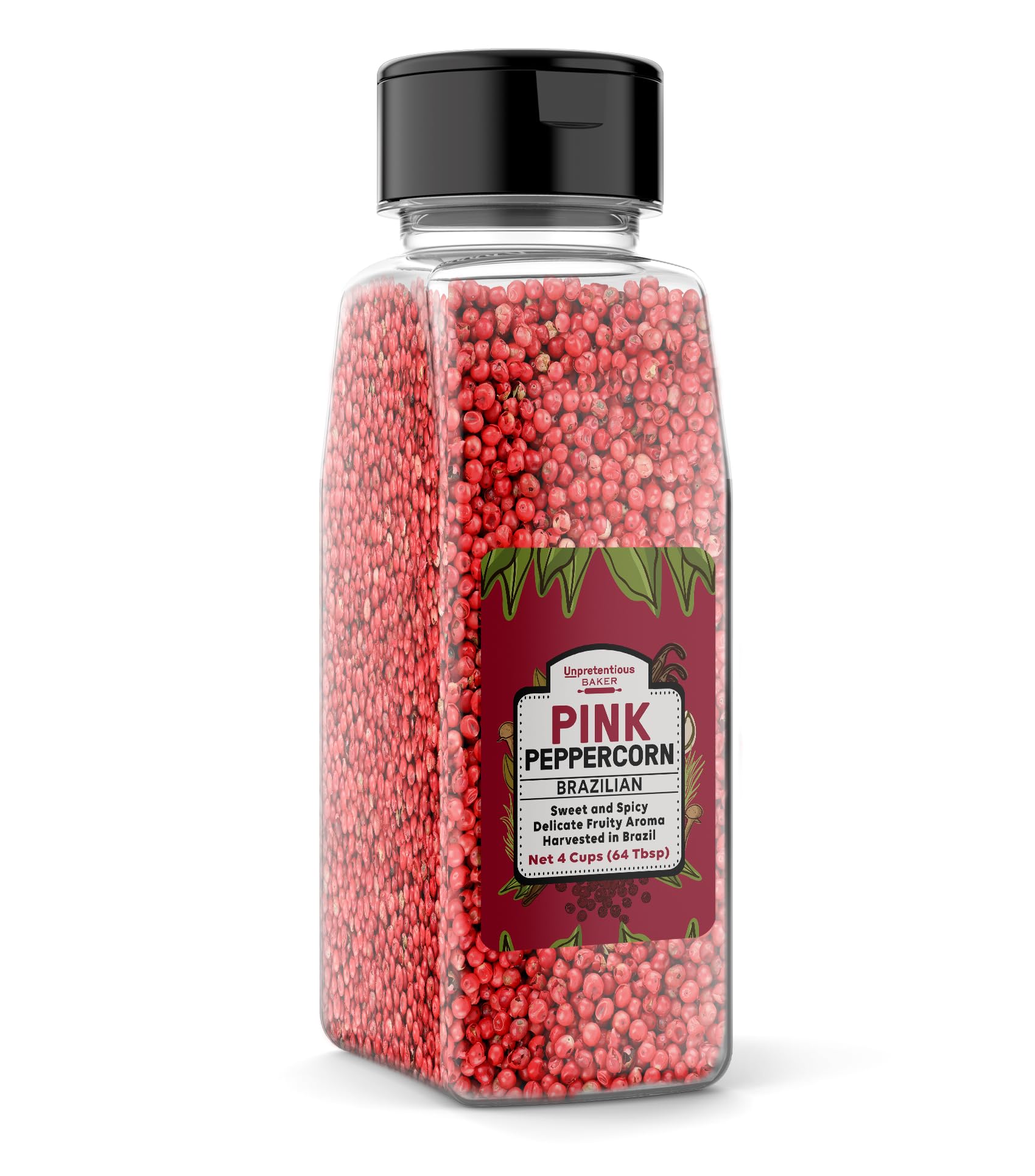 Unpretentious Whole Pink Peppercorns, 4 Cups, From Brazilian Pepper Trees, Fruity & Spicy Taste