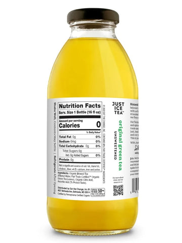 Just Ice Tea Organic Iced Tea, 16 Fl Oz Glass Bottles (Pack Of 4) (Original Green Tea)