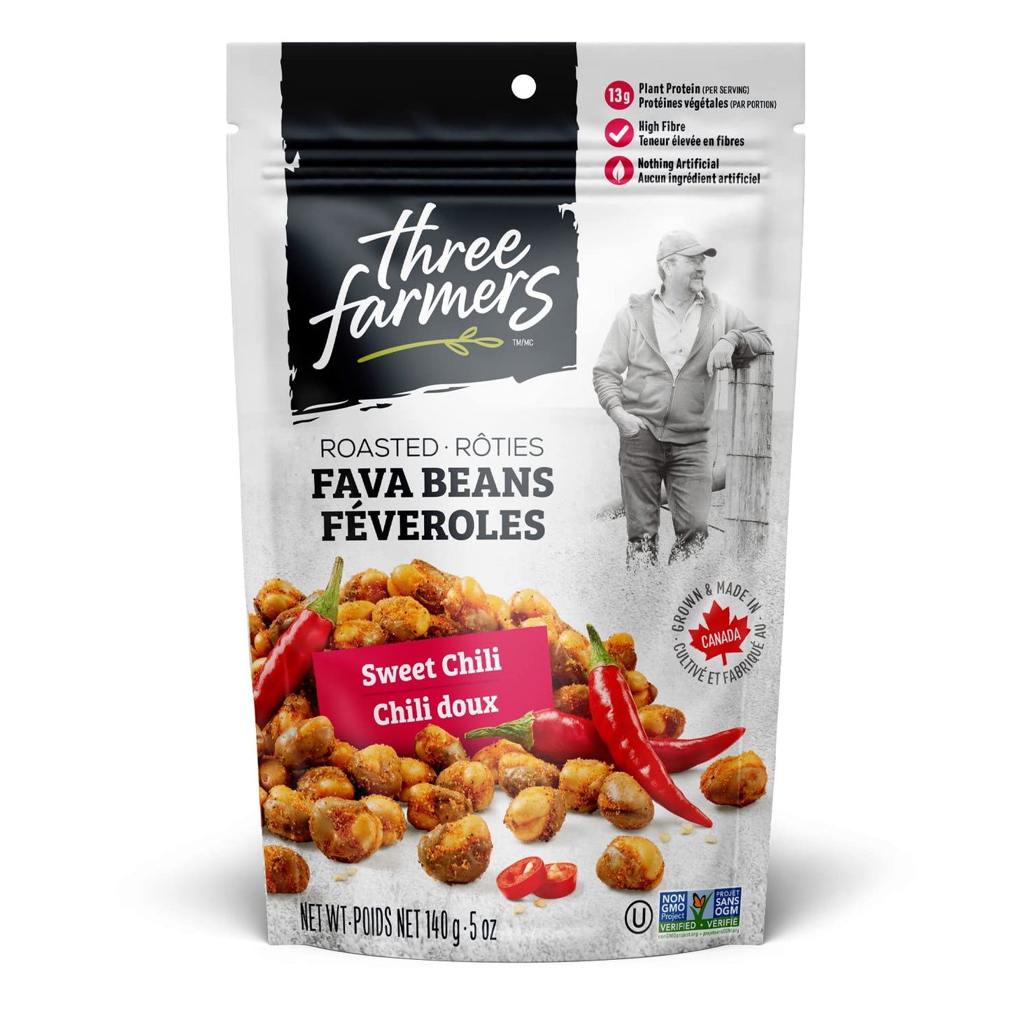 Three Farmers Roasted Fava Beans Sweet Chili, 140 GR