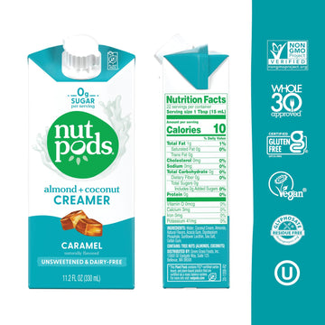 Nutpods Caramel Coffee Creamer - Unsweetened Non Dairy Creamer Made From Almonds And Coconuts - Keto Creamer, Whole30, Gluten Free, Non-Gmo, Vegan, Sugar Free, Kosher (12-Pack)