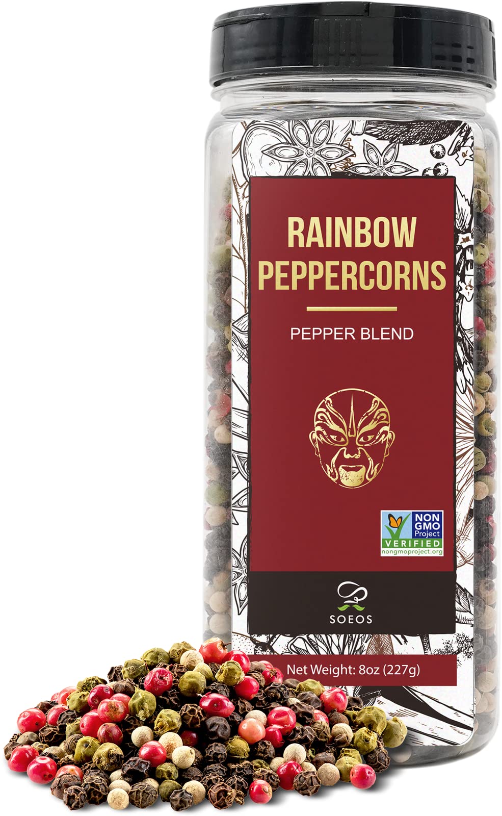 Soeos Rainbow Peppercorns, 8Oz (Pack Of 1), Non-Gmo, Kosher, Packed To Keep Peppers Fresh, Peppercorn For Grinder Refill, Whole Peppercorns