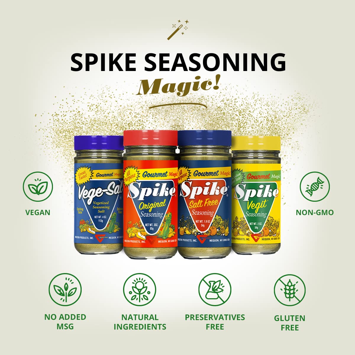 Spike Original All-Purpose Seasoning Salt, Herb, Veggie & Spice Blend 2-Pack - MSG-Free Seasonings & Spices, 3 Oz Ea