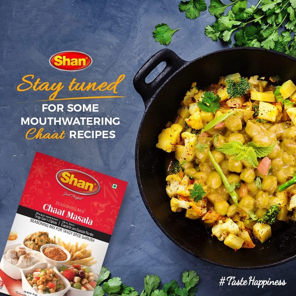 Shan - Chaat Masala Seasoning Mix (100G) - Spice Packets For Tangy And Spicy Garnish (Pack Of 3)