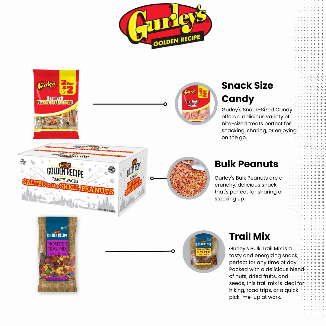 Gurley'S Jumbo Salted & Roasted In Shell Peanuts, Non Gmo Healthy High Protein Snacks, Salty Peanut Snack Sized Bags, 6 Oz Bag B