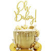 Arthsdite Oh Baby Cake Toppers Baby Shower Cake Picks For Celebrating Baby Shower Kids Birthday Party Decoration Supplies - Gold