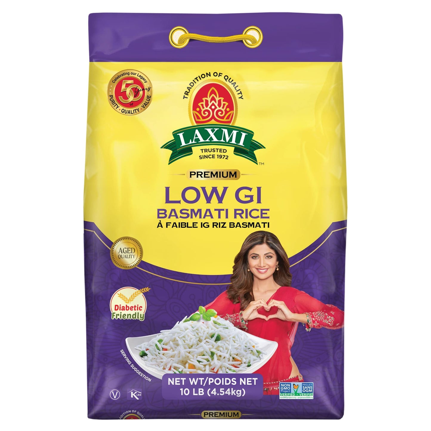 Laxmi Diaplayic Friendly Basmati Rice W/Lower G.I. Index Value - 10Lb