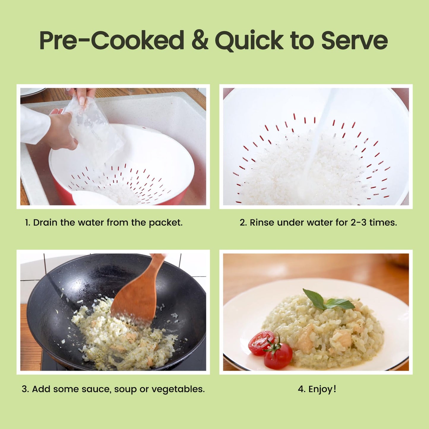 Hethstia Konjac Rice, 10 Packs Low Carb Shirataki Rice, Keto, Vegan, Gluten-Free, Sugar-Free, Low Calorie, Low Carb, Ready-to-Ea