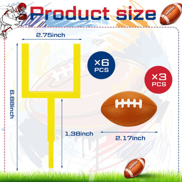 Taiyin 9 Pcs Football Cake Decorations 6 Cake Goal Post Topper Field 3 Mini Sport Balls For Football Themed Birthday Party Event