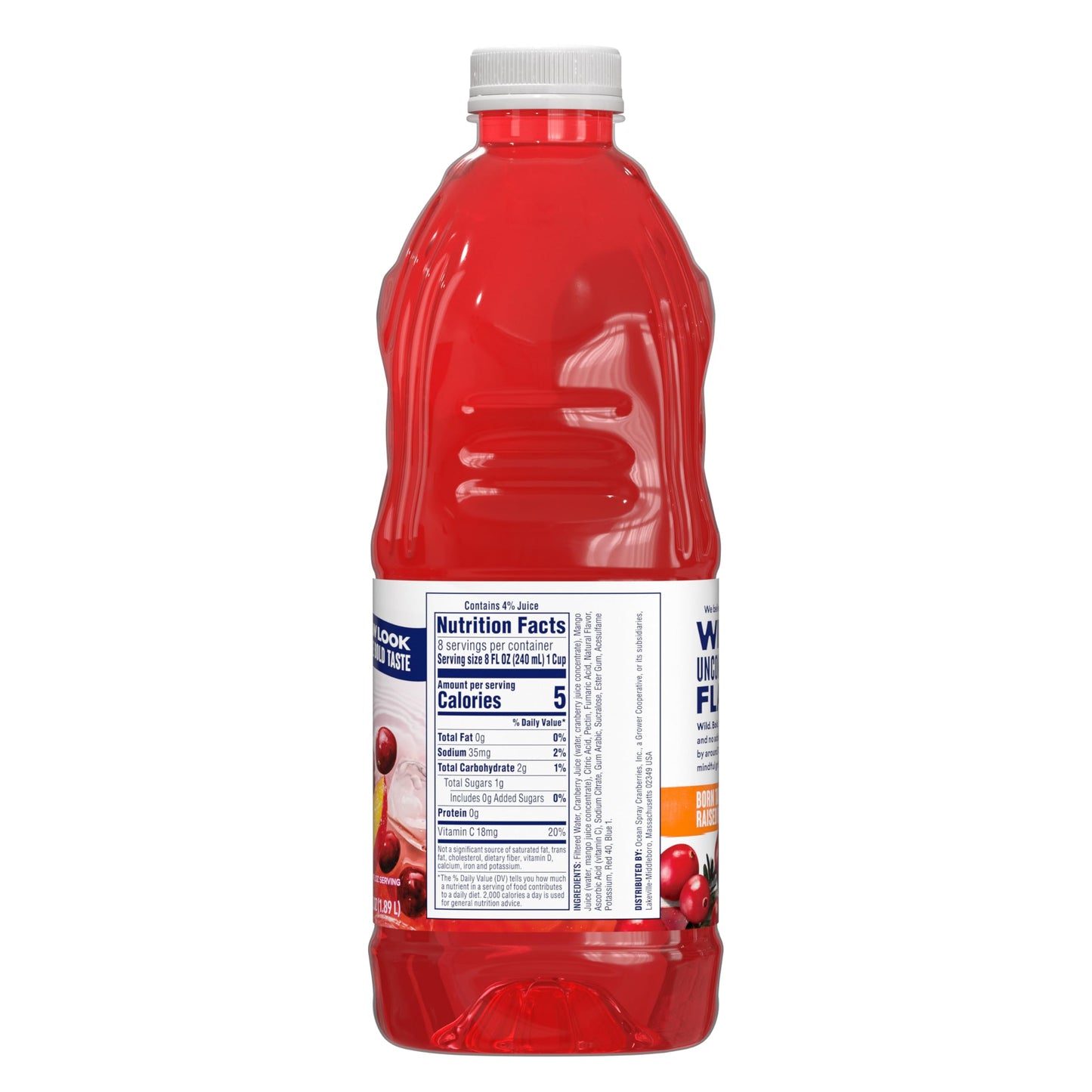 Ocean Spray Diet Cranberry Mango Juice Drink, 64 Fl Oz Bottle, Pack of 8
