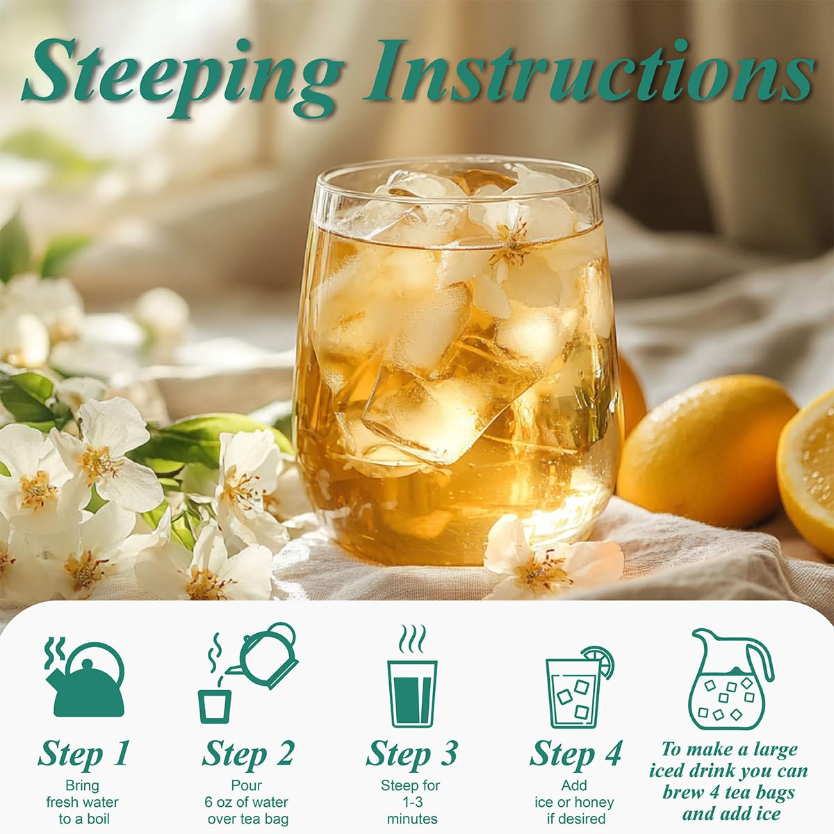 Wt Weetee Jasmine Green Tea Bags, 100 Count Jasmine Scented Green Tea, Refreshing & Relaxing, No Artificial Flavors | Resealable