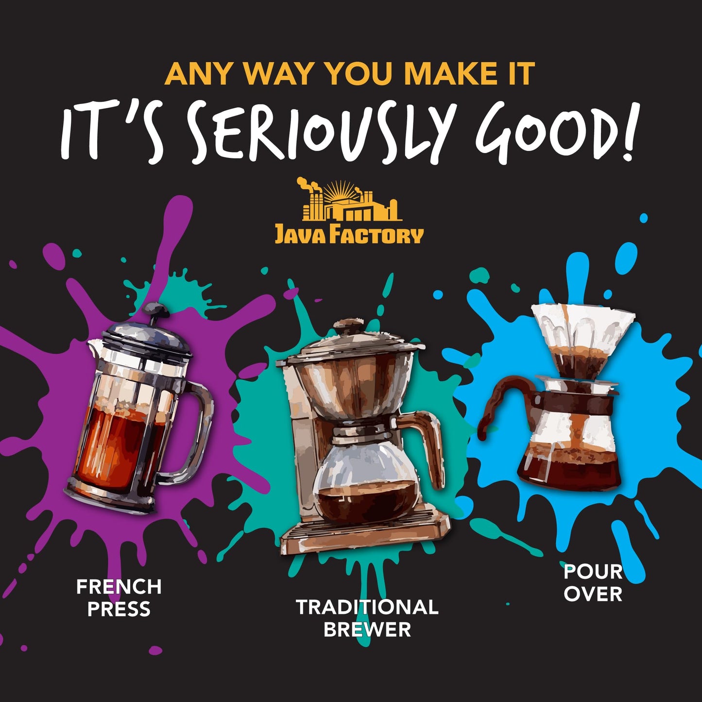 Java Factory Wakey Wakey Flavored Ground Coffee Bag - Light Roast Brew, Made With 100% Arabica Beans, 10 Oz