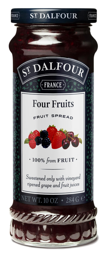 St. Dalfour Four Fruits Fruit Spread - 10Oz - 100% From Fruit, No Artificial Ingredients, Non-Gmo, No Cane Sugars, All Natural -