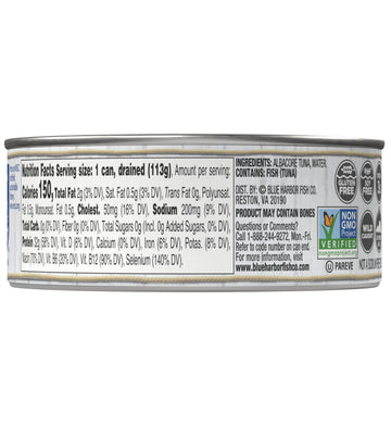 Blue Harbor Fish Co. Wild Albacore Solid White Tuna In Water No Salt Added - 4.6 Oz Can (Pack Of 12)
