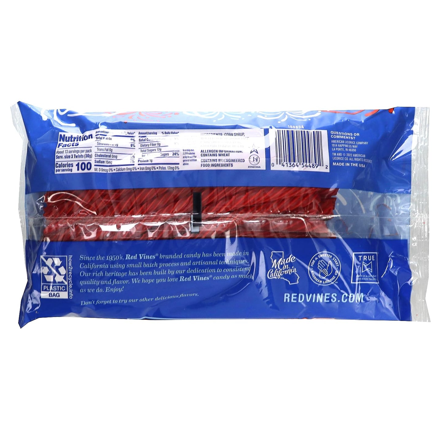 Red Vines Red Licorice Twists, Original Red Flavor, Soft & Chewy Candy, 14Oz Bags
