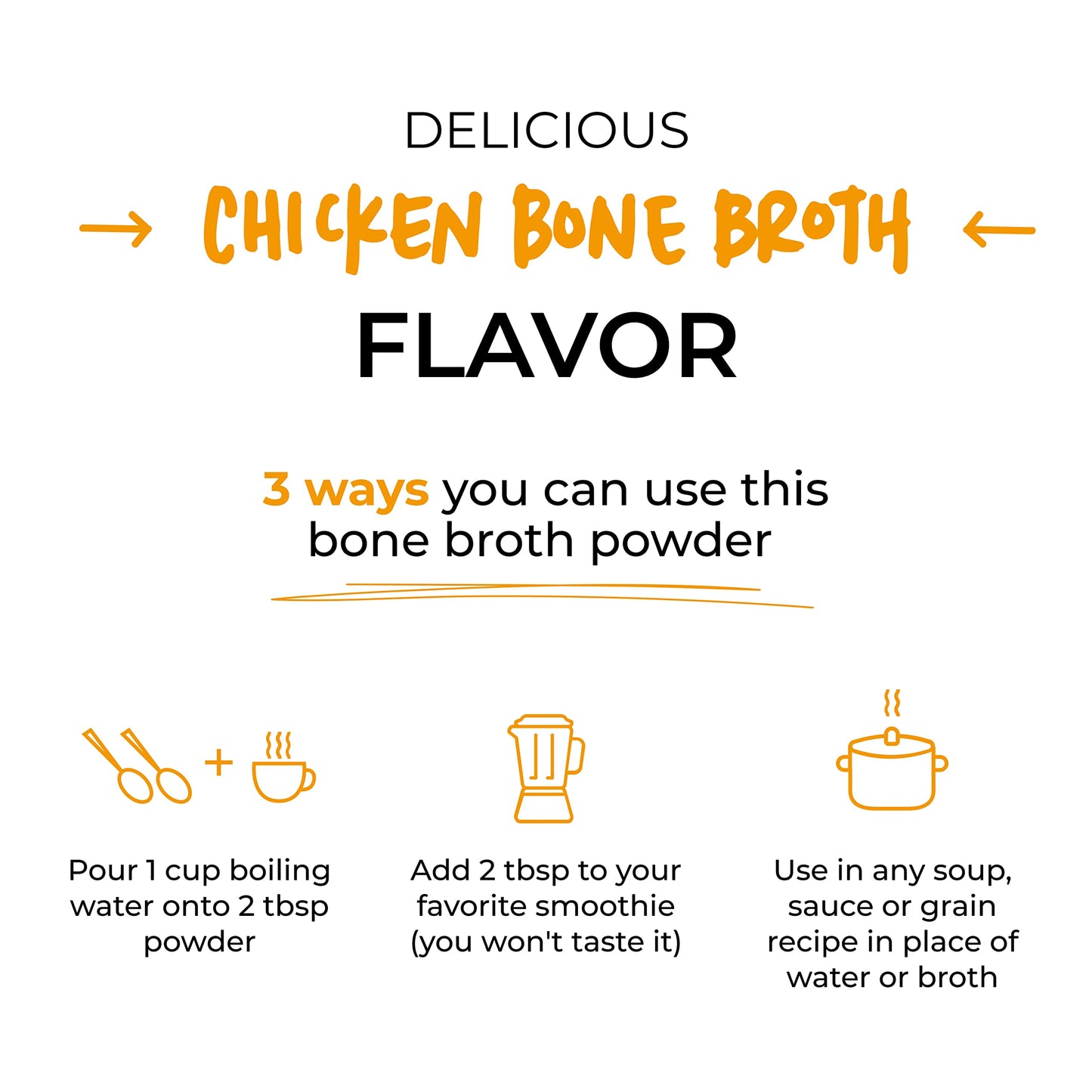 BLUEBIRD PROVISIONS Bone Broth Powder - Natural Chicken Flavor, 7.05 oz Pack - Gut-Healing, Zero Additives, With Natural Electrolytes