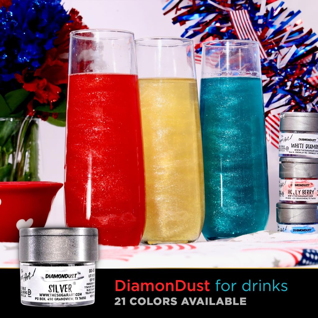 White Diamond Edible Glitter for Drinks, Cocktails, Cake Decorating, Strawberries, Chocolates & More | No Taste | 4g | 100% Food