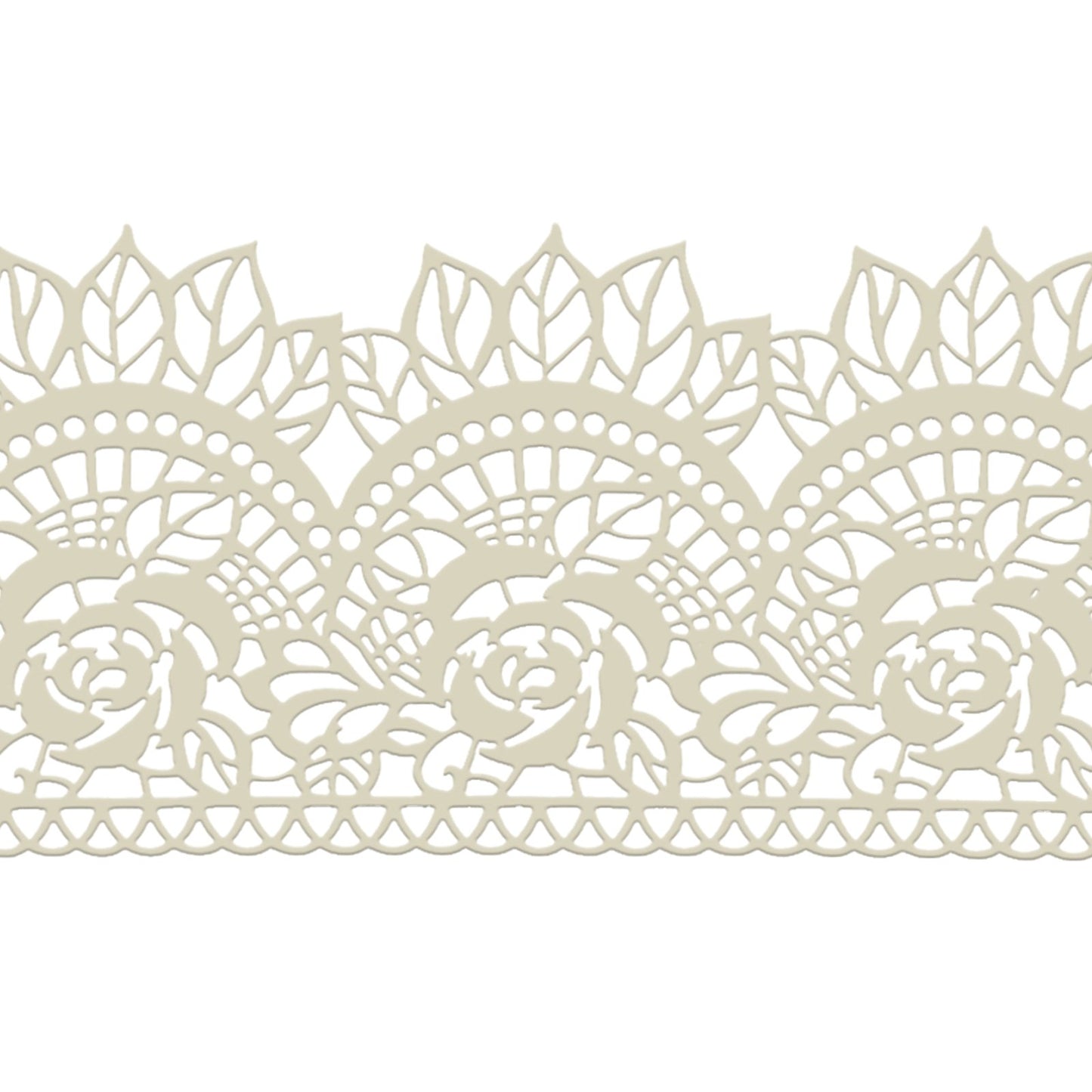 FUNSHOWCASE Edible Cake Lace Rose Scallop Set - 14-inch, 10 Count, Ivory White, Model 1322