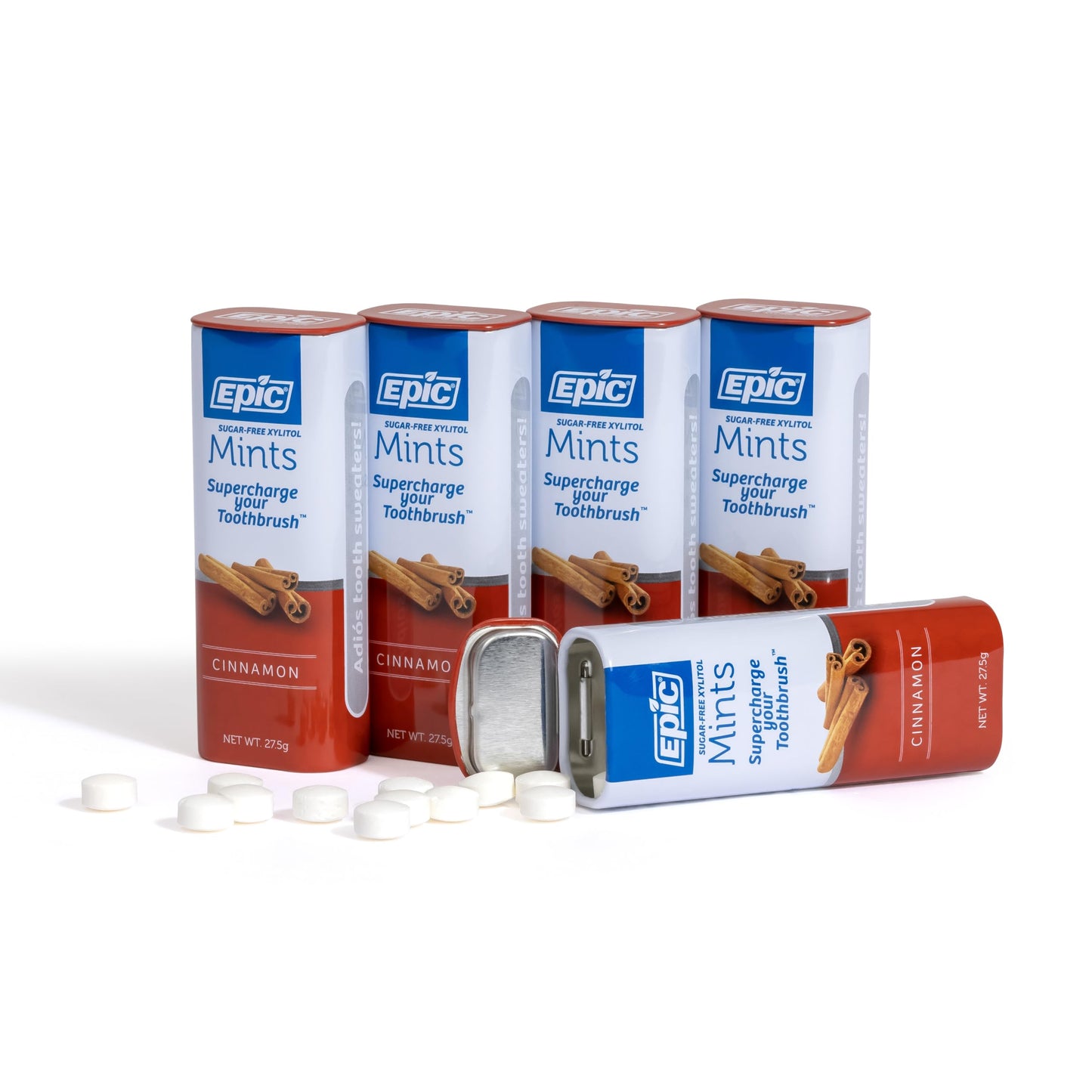 Epic Mints - Aspartame Free 100% Xylitol Mints - Sugar Free Cinnamon Flavored Mints, 55 Pieces (Pack Of 5)