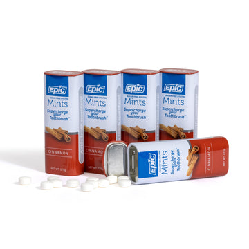Epic Xylitol Mints - Sugar Free & Aspartame Free Mints Sweetened w/Xylitol for Dry Mouth & Gum Health (Cinnamon, 55-Piece Tin, 5