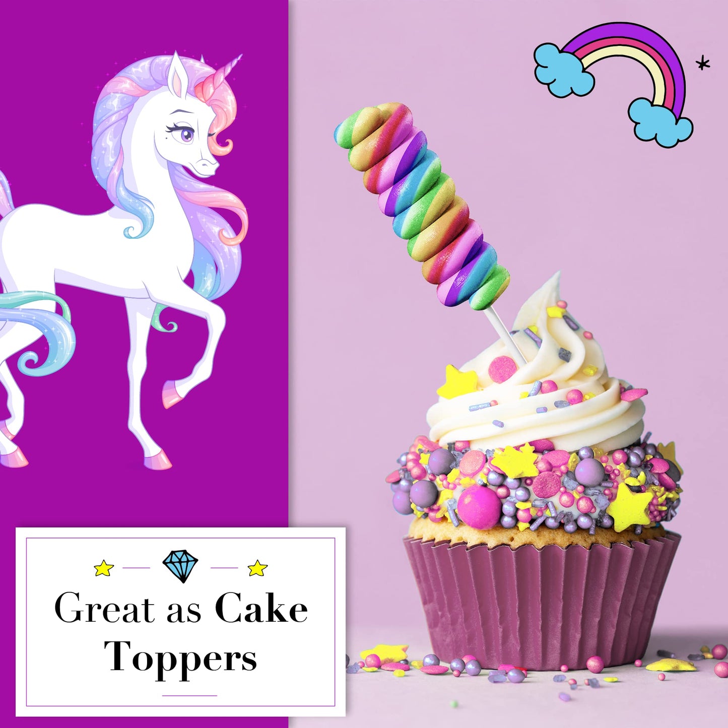 Unicorn Lollipops Individually Wrapped 20Pk- Unicorn Party Favors - Unicorn Candy For Unicorn Goodie Bags - Rainbow Candy For Rainbow Party Favors & Unicorn Birthday Decorations
