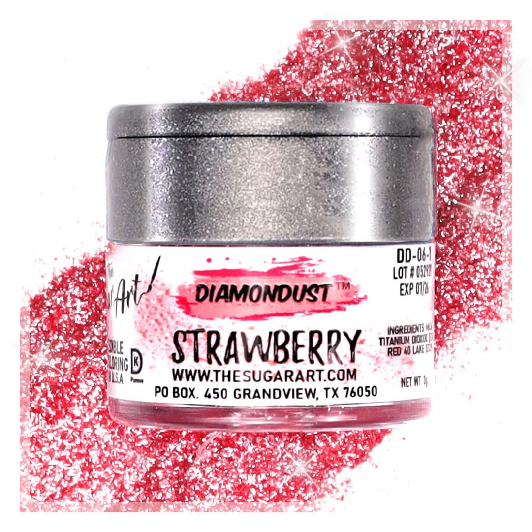 Strawberry Edible Glitter for Drinks, Cocktails, Cake Decorating, Strawberries, Chocolates & More | No Taste | 4g | 100% Food-Sa