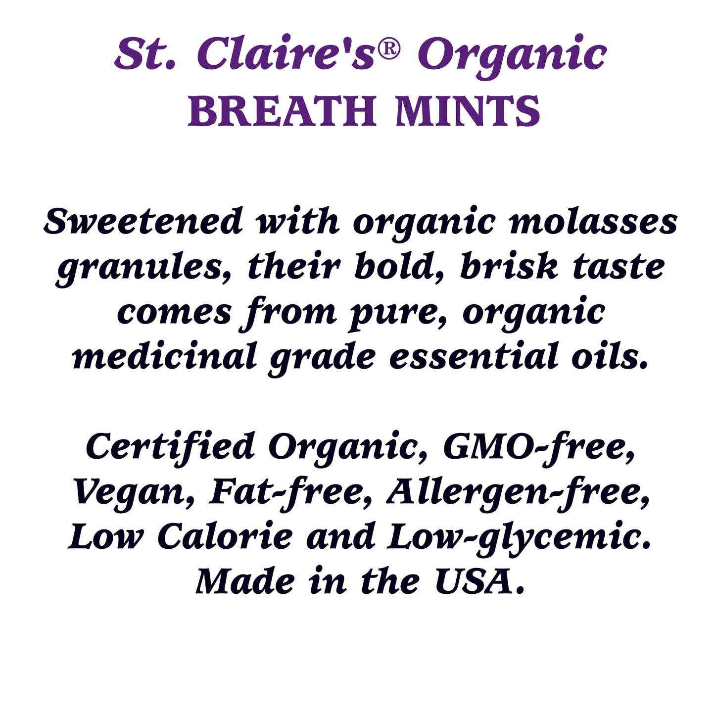 St. Claire'S Organic Breath Mints, (Wintermint, 1.5 Ounce Tin, Bundle Of 3) | Gluten-Free, Vegan, Gmo-Free, Plant-Based, Allerge