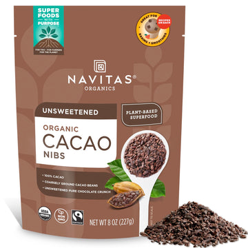 Navitas Organics Raw Cacao Nibs, 8 oz. Bag, 76 Servings - Organic, Non-GMO, Fair Trade, Gluten-Free