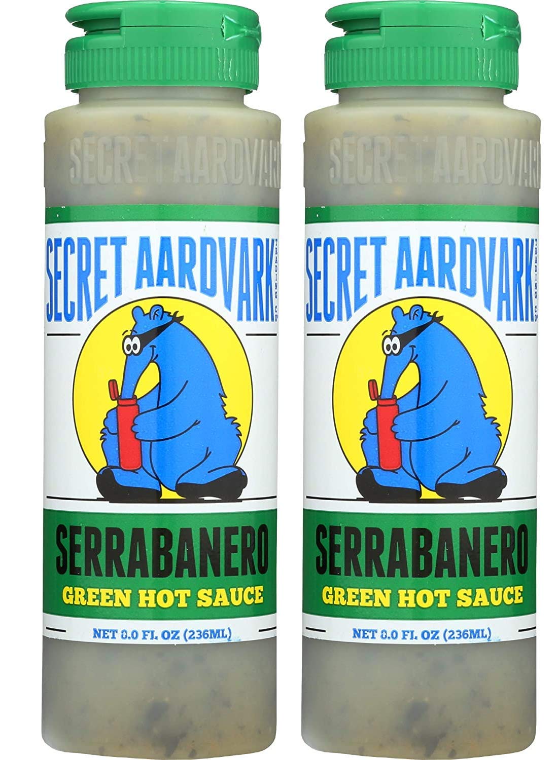 Secret Aardvark Serrabanero Hot Sauce, Non-GMO, Low Carb, 8 Fl Oz (Pack of 2)