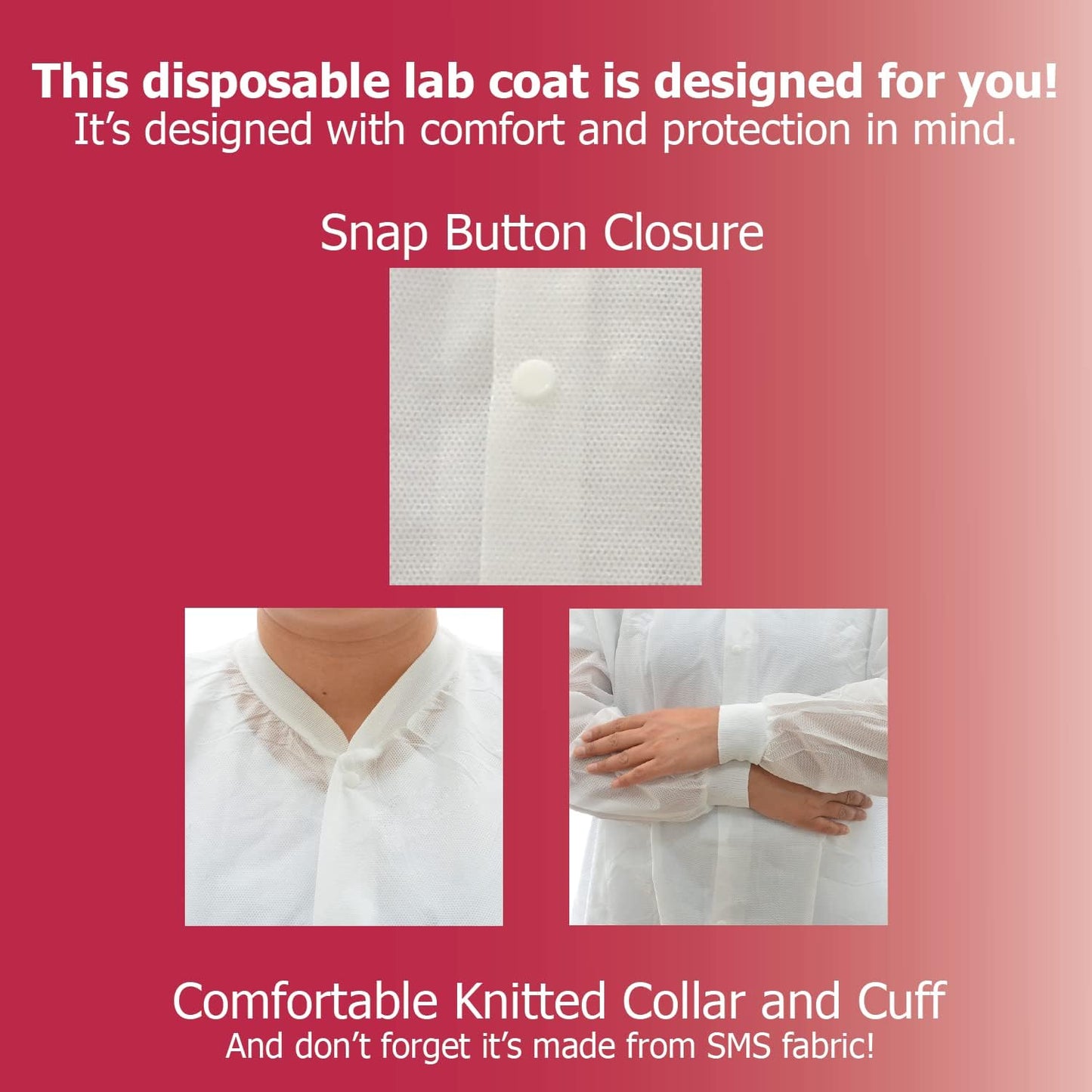 Dealmed Sms 4X-Large White Lab Coat - Disposable Medical Lab Coats, No Pockets, Breathable And Durable (Pack Of 10)