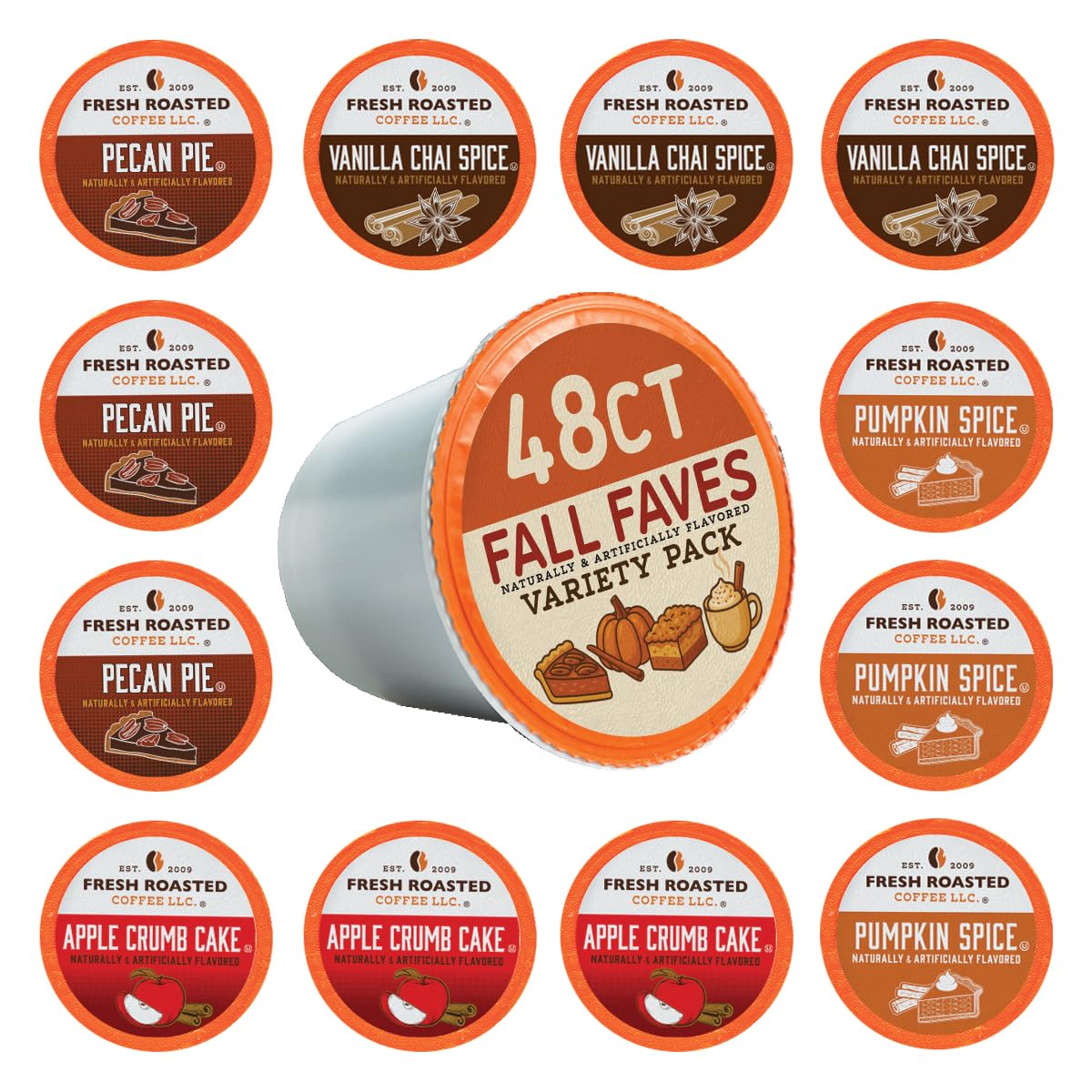 Fresh Roasted Coffee Fall Faves Variety Pack K-Cup Compatible 48 Count