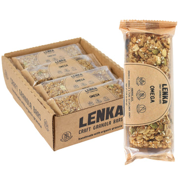 Lenka Handmade Craft Granola Bars - Omega Gluten Free High Fiber - Nutritious Snack Bar With 3000Mg Omega 3 And 7G Protein - 12